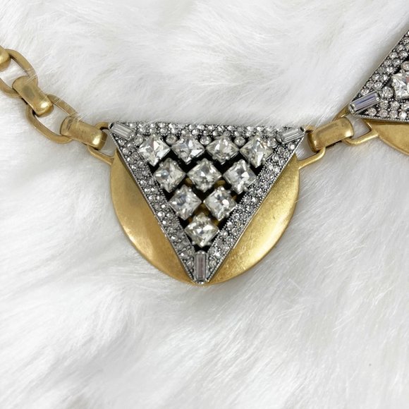 J. CREW Metallic Crystal Triangles Necklace - Picture 5 of 7